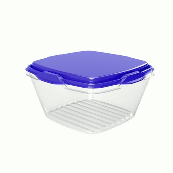 Food container 500ml,  12.4 x 12.4 x 6.7 cm (BPA FREE Polypropyle) Blue lid